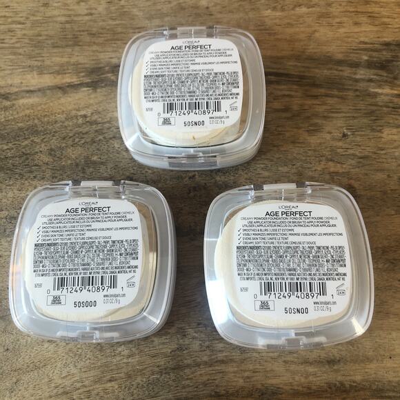 (3) L'OREAL PARIS AGE PERFECTION CREAMY POWDER FOUNDATION 365 CHESTNUT - Picture 5 of 7